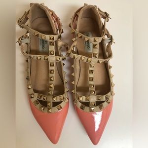 Valentino Garavani Patent Rockstud Caged Ballet Flats